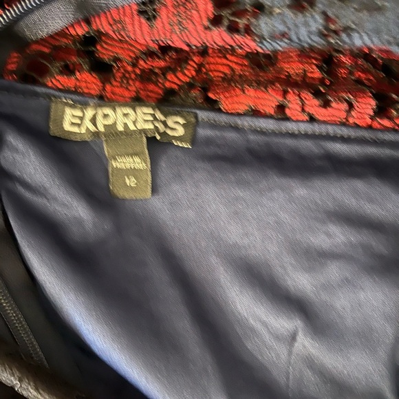 Express Black and Red Lace Mini Dress - Picture 2 of 7